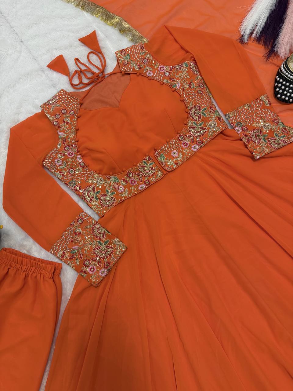 Ethereal Ivory Embroidered Jacket Set